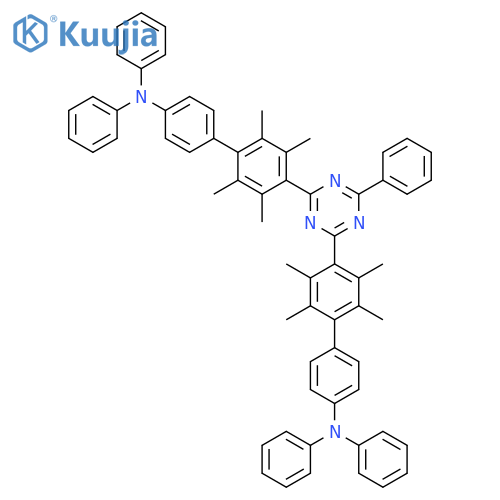 [1,1'-Biphenyl]-4-amine, 4'-[4-[4'-(diphenylamino)-2,3,5,6-tetramethyl[1,1'-biphenyl]-4-yl]-6-phenyl-1,3,5-triazin-2-yl]-2',3',5',6'-tetramethyl-N,N-diphenyl- structure