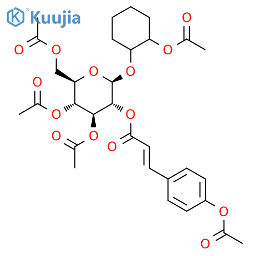 [(2R,3R,4S,5R,6R)-4,5-Diacetyloxy-2-(2-acetyloxycyclohexyl)oxy-6-(acetyloxymethyl)oxan-3-yl] (E)-3-(4-acetyloxyphenyl)prop-2-enoate structure