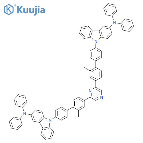 9H-Carbazol-3-amine, 9,9'-[2,6-pyrazinediylbis(2'-methyl[1,1'-biphenyl]-4',4-diyl)]bis[N,N-diphenyl- structure