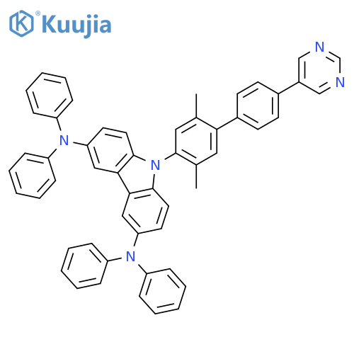 9H-Carbazole-3,6-diamine, 9-[2,5-dimethyl-4'-(5-pyrimidinyl)[1,1'-biphenyl]-4-yl]-N3,N3,N6,N6-tetraphenyl- structure