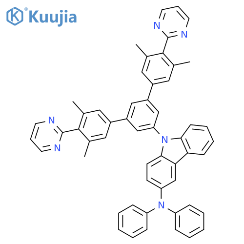 9H-Carbazol-3-amine, N,N-diphenyl-9-(3,3'',5,5''-tetramethyl-4,4''-di-2-pyrimidinyl[1,1':3',1''-terphenyl]-5'-yl)- structure