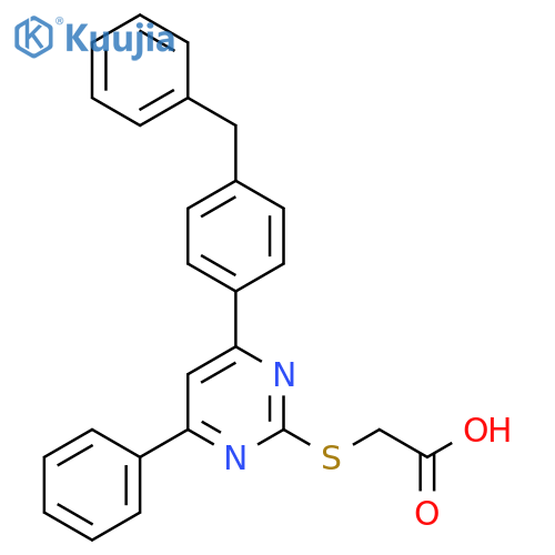 Acetic acid, [[4-phenyl-6-[4-(phenylmethyl)phenyl]-2-pyrimidinyl]thio]- structure