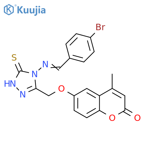 2H-1-Benzopyran-2-one,6-[[4-[[(4-bromophenyl)methylene]amino]-4,5-dihydro-5-thioxo-1H-1,2,4-triazol-3-yl]methoxy]-4-methyl- structure