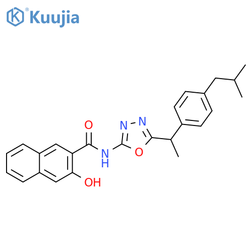 2-Naphthalenecarboxamide,3-hydroxy-N-[5-[1-[4-(2-methylpropyl)phenyl]ethyl]-1,3,4-oxadiazol-2-yl]- structure