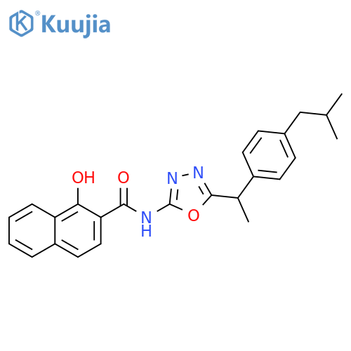 2-Naphthalenecarboxamide,1-hydroxy-N-[5-[1-[4-(2-methylpropyl)phenyl]ethyl]-1,3,4-oxadiazol-2-yl]- structure