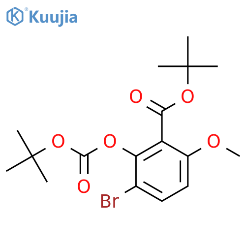 Benzoic acid, 3-bromo-2-[[(1,1-dimethylethoxy)carbonyl]oxy]-6-methoxy-, 1,1-dimethylethyl ester structure