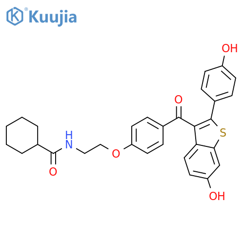 Cyclohexanecarboxamide,N-[2-[4-[[6-hydroxy-2-(4-hydroxyphenyl)benzo[b]thien-3-yl]carbonyl]phenoxy]ethyl]- structure