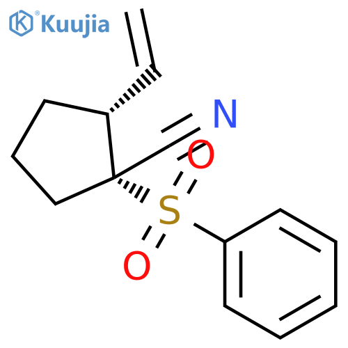Cyclopentanecarbonitrile, 2-ethenyl-1-(phenylsulfonyl)-, (1R,2R)-rel- structure