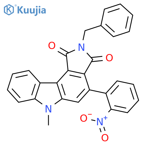 Pyrrolo[3,4-c]carbazole-1,3(2H,6H)-dione,6-methyl-4-(2-nitrophenyl)-2-(phenylmethyl)- structure
