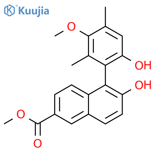 Methyl 6-hydroxy-5-(6-hydroxy-3-methoxy-2,4-dimethylphenyl)-2-naphthoate structure