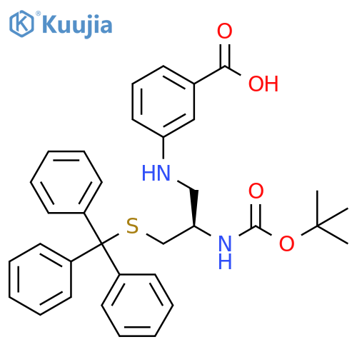 Benzoic acid,3-[[2-[[(1,1-dimethylethoxy)carbonyl]amino]-3-[(triphenylmethyl)thio]propyl]amino]-, (R)- structure