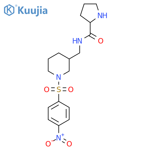 N-{[1-(4-nitrobenzenesulfonyl)piperidin-3-yl]methyl}pyrrolidine-2-carboxamide structure