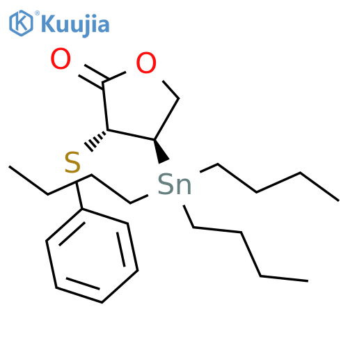 2(3H)-Furanone, dihydro-3-(phenylthio)-4-(tributylstannyl)-, trans- structure