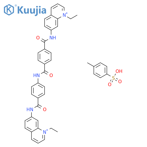 N-(1-ethylquinolin-1-ium-7-yl)-N'-[4-[(1-ethylquinolin-1-ium-7-yl)carbamoyl]phenyl]terephthalamide; 4-methylbenzenesulfonic acid structure