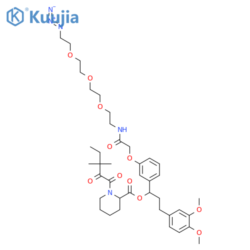 2-Piperidinecarboxylic acid, 1-(3,3-dimethyl-1,2-dioxopentyl)-, (1R)-1-[3-[(14-azido-2-oxo-6,9,12-trioxa-3-azatetradec-1-yl)oxy]phenyl]-3-(3,4-dimethoxyphenyl)propyl ester, (2S)- structure