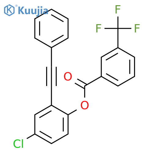 Benzoic acid, 3-(trifluoromethyl)-, 4-chloro-2-(phenylethynyl)phenyl ester structure