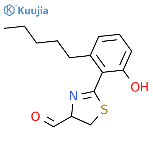 4-Thiazolecarboxaldehyde, 4,5-dihydro-2-(2-hydroxy-6-pentylphenyl)- structure