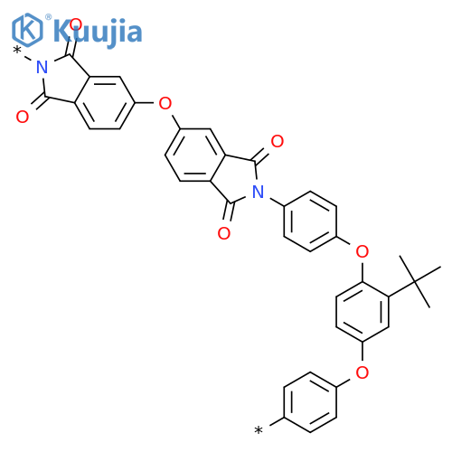 Poly[(1,3-dihydro-1,3-dioxo-2H-isoindole-2,5-diyl)oxy(1,3-dihydro-1,3-dioxo-2H-isoindole-5,2-diyl)-1,4-phenyleneoxy[(1,1-dimethylethyl)-1,4-phenylene]oxy-1,4-phenylene] structure