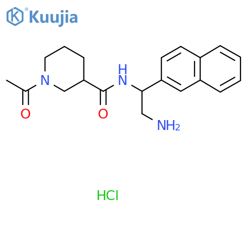 1-Acetyl-N-(2-amino-1-naphthalen-2-ylethyl)piperidine-3-carboxamide;hydrochloride structure