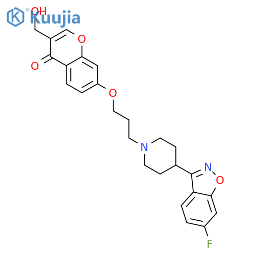 4H-1-Benzopyran-4-one,7-[3-[4-(6-fluoro-1,2-benzisoxazol-3-yl)-1-piperidinyl]propoxy]-3-(hydroxymethyl)- structure