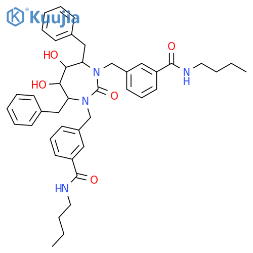 3,3'-{[(4R,5S,6S,7R)-4,7-dibenzyl-5,6-dihydroxy-2-oxo-1,3-diazepane-1,3-diyl]dimethanediyl}bis(N-butylbenzamide) structure