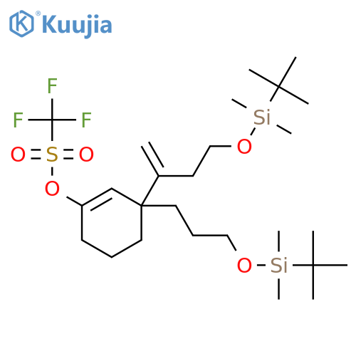 Methanesulfonic acid, 1,1,1-trifluoro-, 3-[3-[[(1,1-dimethylethyl)dimethylsilyl]oxy]-1-methylenepropyl]-3-[3-[[(1,1-dimethylethyl)dimethylsilyl]oxy]propyl]-1-cyclohexen-1-yl ester structure