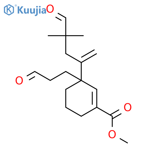 1-Cyclohexene-1-carboxylic acid, 3-(3,3-dimethyl-1-methylene-4-oxobutyl)-3-(3-oxopropyl)-, methyl ester structure