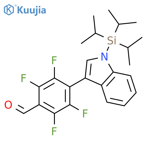 Benzaldehyde, 2,3,5,6-tetrafluoro-4-[1-[tris(1-methylethyl)silyl]-1H-indol-3-yl]- structure