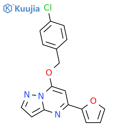 Pyrazolo[1,5-a]pyrimidine, 7-[(4-chlorophenyl)methoxy]-5-(2-furanyl)- structure