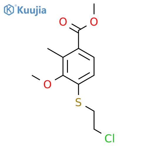 Benzoic acid, 4-[(2-chloroethyl)thio]-3-methoxy-2-methyl-, methyl ester structure