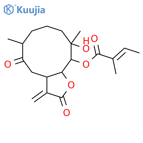 2-Butenoic acid,2-methyl-,(3aS,6R,10S,11R,11aS)-dodecahydro-10-hydroxy-6,10-dimethyl-3-methylene-2,5-dioxocyclodeca[b]furan-11-ylester, (2E)- structure