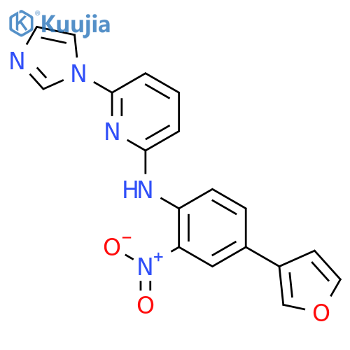 2-Pyridinamine, N-[4-(3-furanyl)-2-nitrophenyl]-6-(1H-imidazol-1-yl)- structure