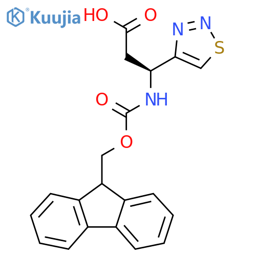 (3S)-3-({[(9H-fluoren-9-yl)methoxy]carbonyl}amino)-3-(1,2,3-thiadiazol-4-yl)propanoic acid structure