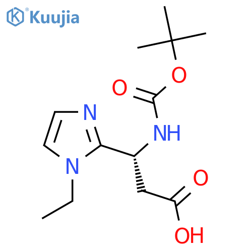 (3R)-3-{[(tert-butoxy)carbonyl]amino}-3-(1-ethyl-1H-imidazol-2-yl)propanoic acid structure
