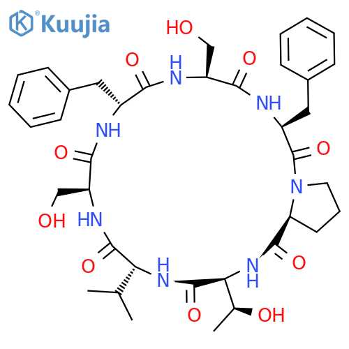 Cyclo(L-allothreonyl-D-valyl-L-seryl-D-phenylalanyl-L-seryl-L-phenylalanyl-L-prolyl) structure