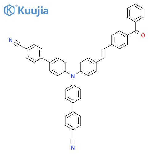 [1,1'-Biphenyl]-4-carbonitrile, 4'-[[4-[(1E)-2-(4-benzoylphenyl)ethenyl]phenyl](4'-cyano[1,1'-biphenyl]-4-yl)amino]- structure