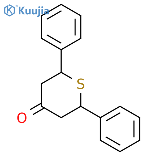 4H-Thiopyran-4-one, tetrahydro-2,6-diphenyl-, trans- structure