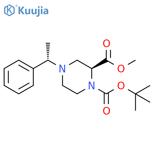 1,2-Piperazinedicarboxylic acid, 4-[(1S)-1-phenylethyl]-, 1-(1,1-dimethylethyl) 2-methyl ester, (2S)- structure