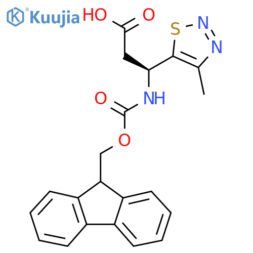 (3S)-3-({[(9H-fluoren-9-yl)methoxy]carbonyl}amino)-3-(4-methyl-1,2,3-thiadiazol-5-yl)propanoic acid structure