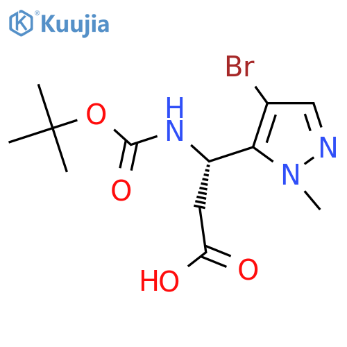 (3S)-3-(4-bromo-1-methyl-1H-pyrazol-5-yl)-3-{[(tert-butoxy)carbonyl]amino}propanoic acid structure