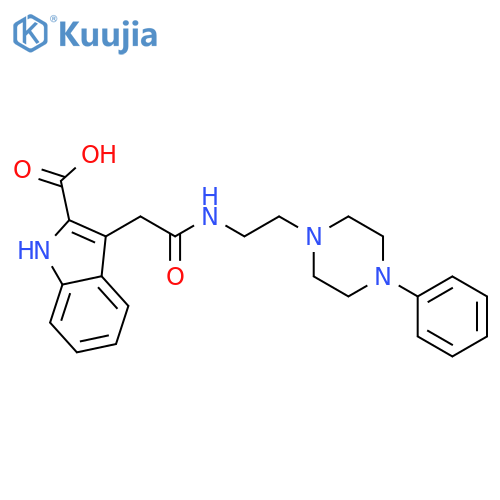 3-(2-oxo-2-{[2-(4-phenylpiperazin-1-yl)ethyl]amino}ethyl)-1H-indole-2-carboxylic acid structure