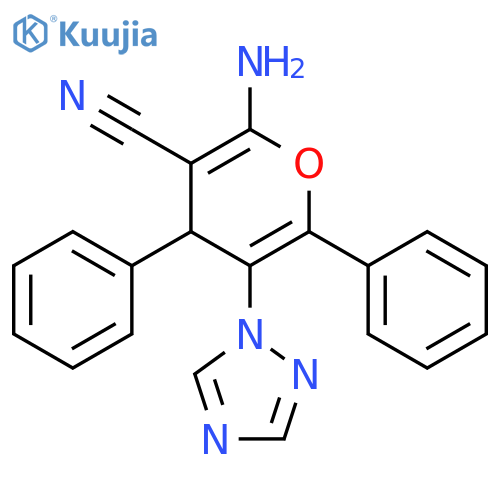 4H-Pyran-3-carbonitrile, 2-amino-4,6-diphenyl-5-(1H-1,2,4-triazol-1-yl)- structure