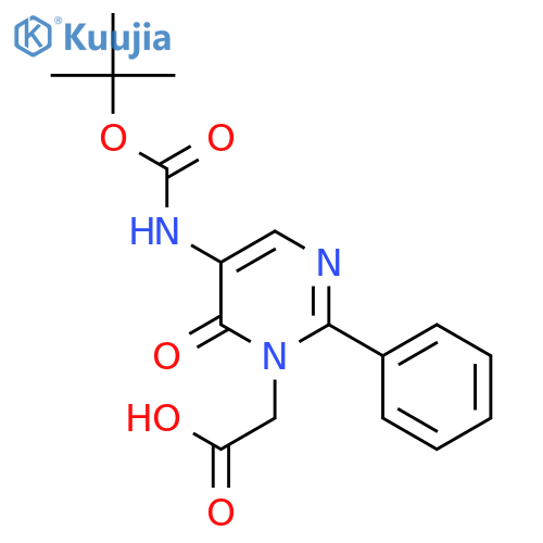 2-(5-((tert-Butoxycarbonyl)amino)-6-oxo-2-phenylpyrimidin-1(6H)-yl)acetic acid structure