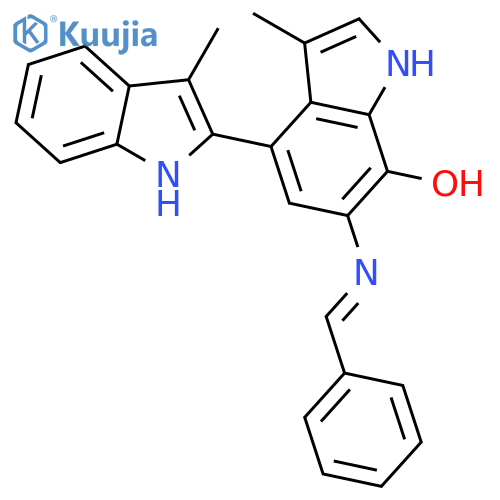 [2,4'-BI-1H-INDOL]-7'-OL, 3,3'-DIMETHYL-6'-[(PHENYLMETHYLENE)AMINO]- structure