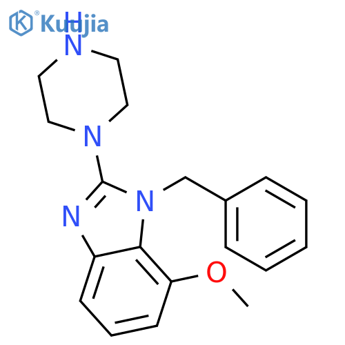 1H-Benzimidazole, 7-methoxy-1-(phenylmethyl)-2-(1-piperazinyl)- structure