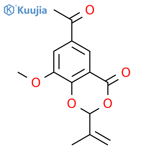 4H-1,3-Benzodioxin-4-one, 6-acetyl-8-methoxy-2-(1-methylethenyl)-, (-)- structure