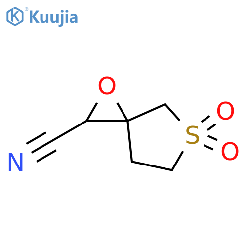 1-Oxa-5-thiaspiro[2.4]heptane-2-carbonitrile, 5,5-dioxide structure