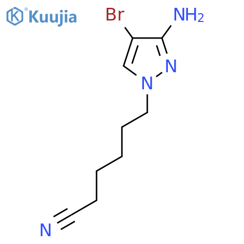 6-(3-amino-4-bromo-1H-pyrazol-1-yl)hexanenitrile structure