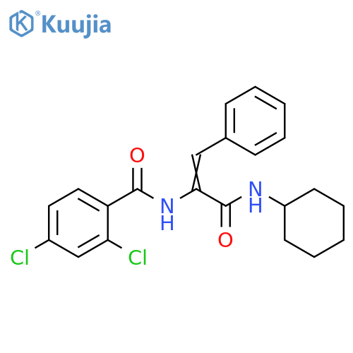 (2E)-N-cyclohexyl-2-(2,4-dichlorophenyl)formamido-3-phenylprop-2-enamide structure