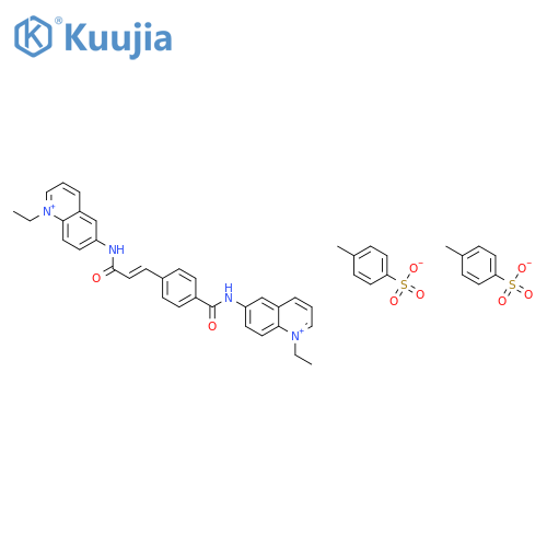 1-ethyl-6-{[(4-{(1E)-3-[(1-ethylquinolinium-6-yl)amino]-3-oxoprop-1-en-1-yl}phenyl)carbonyl]amino}quinolinium bis(4-methylbenzenesulfonate) structure